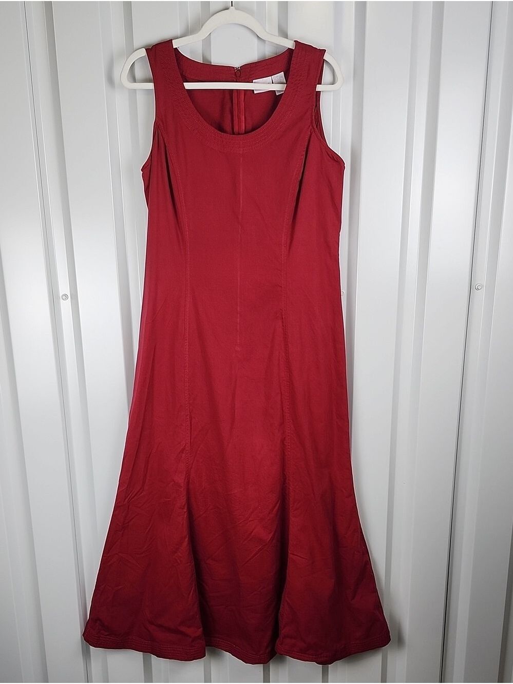 Spiegel Vintage Red Maxi Dress Sleeveless Fitted Mermaid Size 14 Cotton Tencel - Picture 2 of 8
